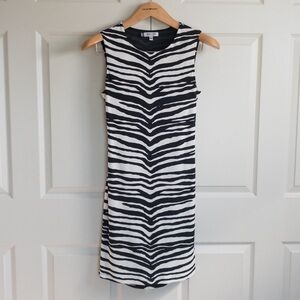 Jennifer Lopez Zebra Animal Print Dress Black & White Open Back Womens Size M
